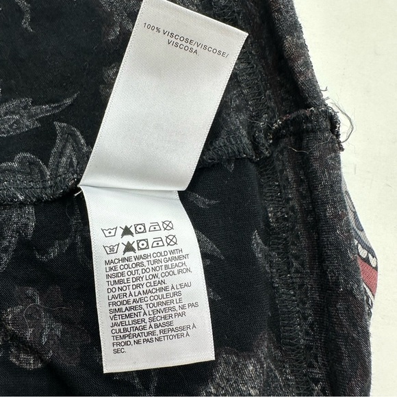 Lucky Brand Women’s Tunic Sz 1X Black Floral V Neck Long Sleeve Boho Blouse - Picture 5 of 8